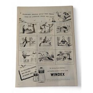 1946 Windex Print Ad Bluebirds Whistle Spring Cleaning Vintage 40s MCM Ephemera